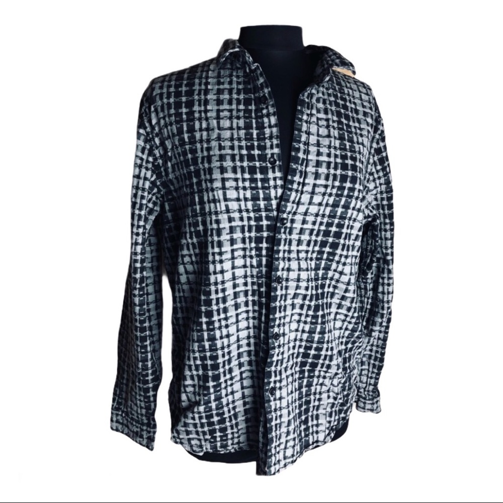black & Gray button down shirt plaid size Large Brooklyn Calling NYC